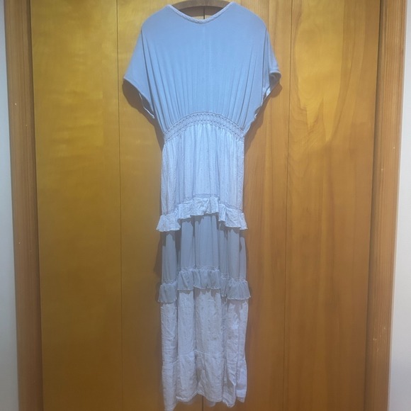 Pol Dress Size Small Blue Maxi Ruffle Tier Deep V Cottagecore Country Prairie - Picture 7 of 10